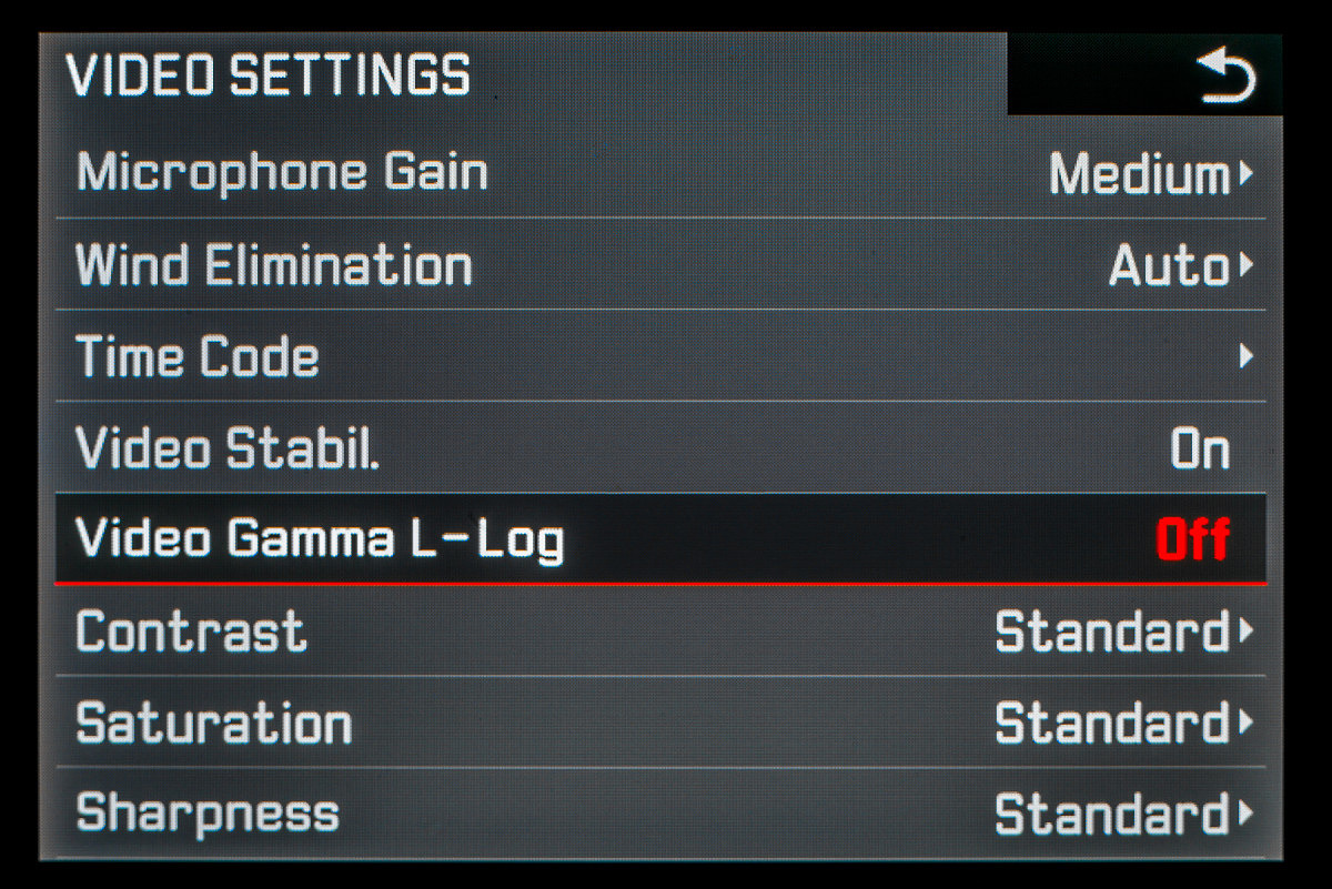 Video settings menu