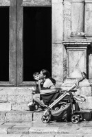 Taormina church beggar and child bw (15 of 1)