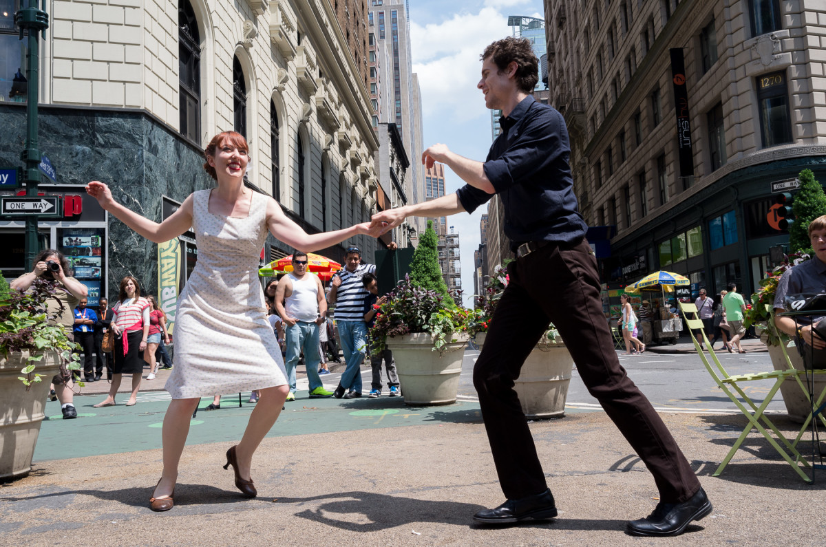 Swing dancing in the street, NYC Leica X Vario (Typ 107), 28-70mm @ 28mm, 1/800th @ f/6.3, ISO 200