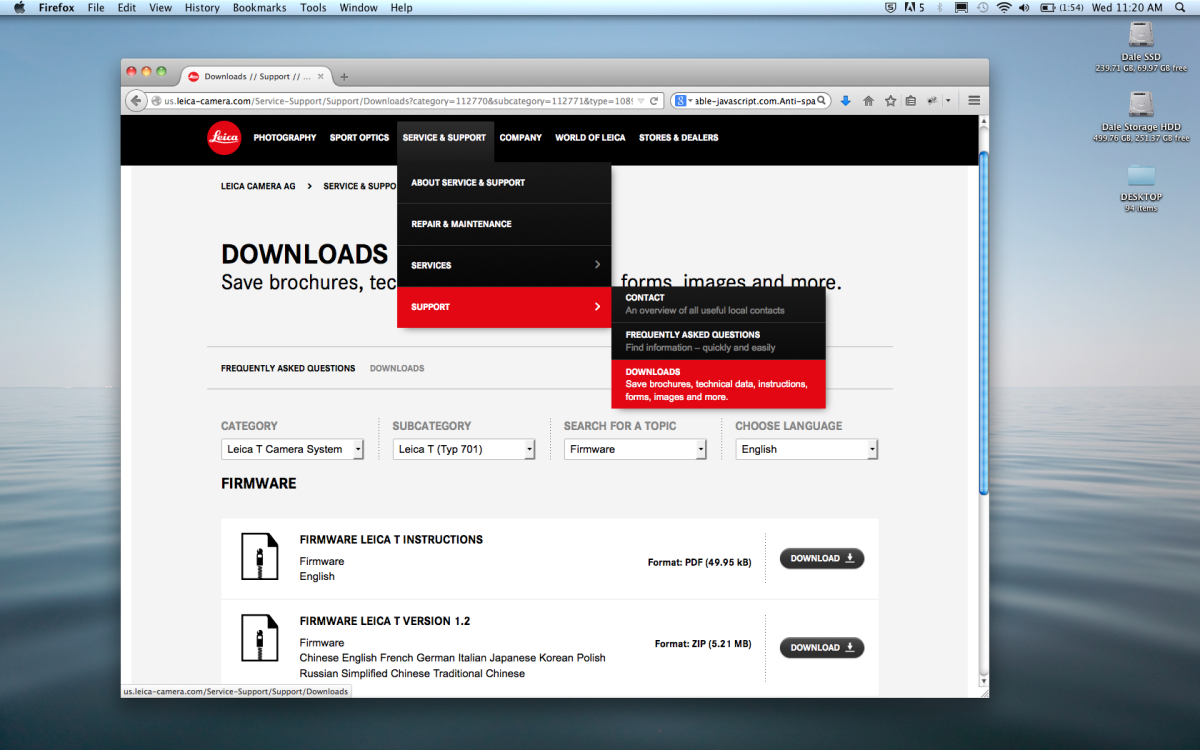 Download firmware from Leica Camera's website.