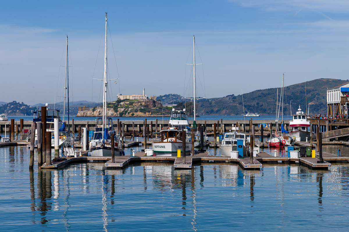 Sailboats in front of Alcatraz - 1