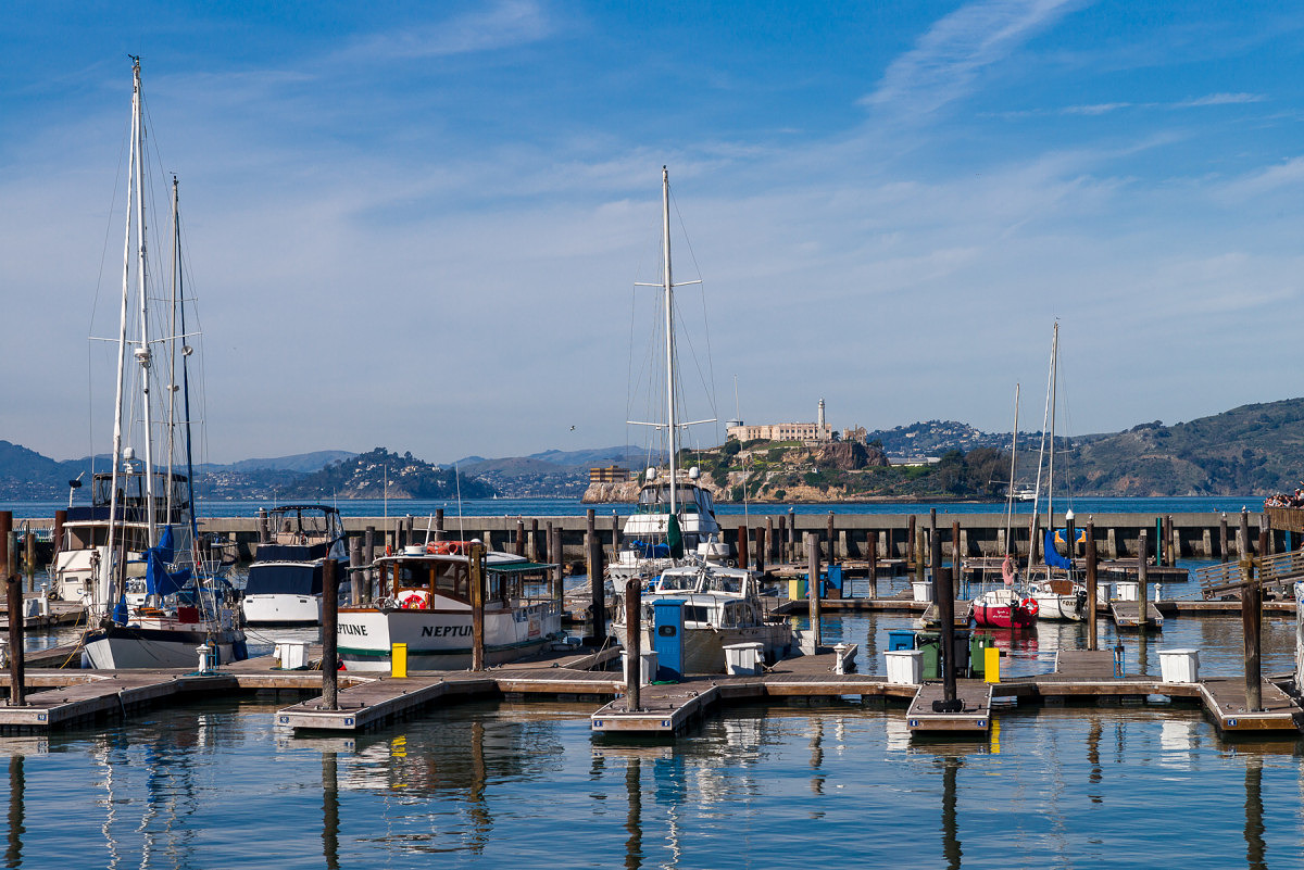 Sailboats in front of Alcatraz - 2