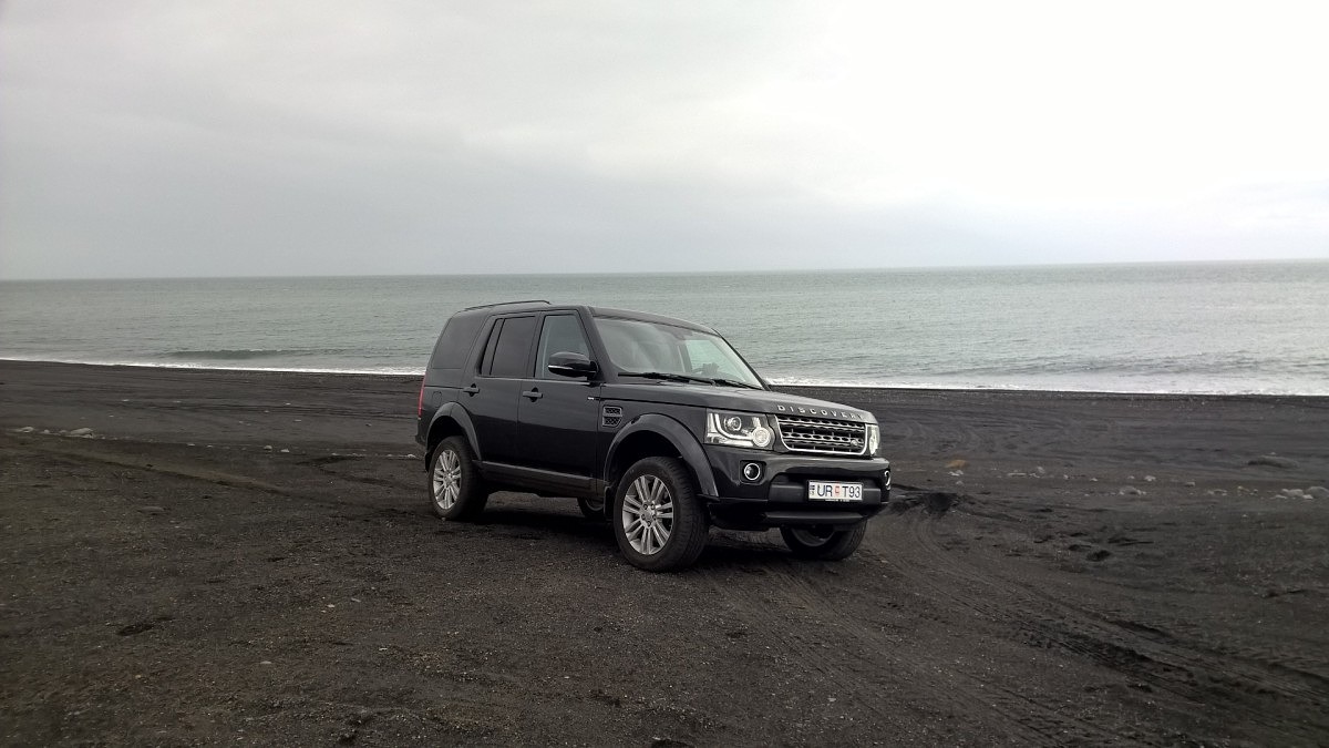 Disco on the black sand beach near Vik